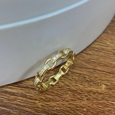 Chaîne de chaîne de bordure 18K or délicat individuel Super Fée 925 Sterling Silver Ring