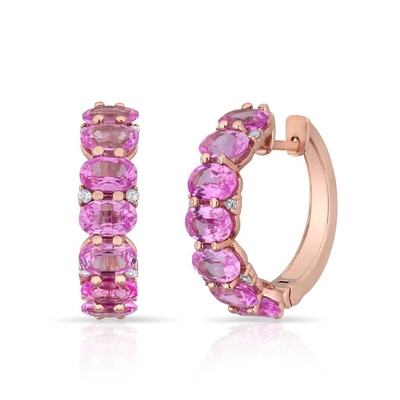 925 Sterling Silver Ovale Vert CZ Boucles d'oreilles en crochet pour femmes 18K Or Half Eternity Band