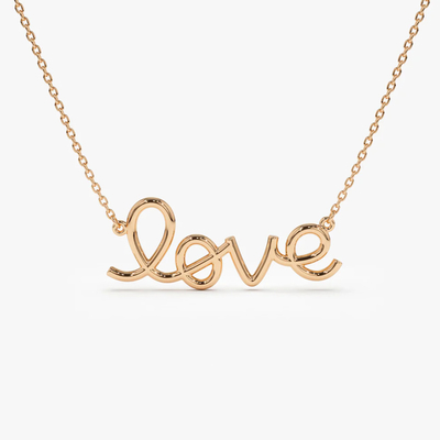 Collier d'amour en argent solide 925 14K plaqué en or Collier d'amour en argent solide 14K Collier d'amour en argent solide 925 Collier d'amour en or pour femmes Cadeau de la Saint-Valentin