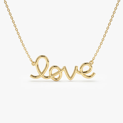 Collier d'amour en argent solide 925 14K plaqué en or Collier d'amour en argent solide 14K Collier d'amour en argent solide 925 Collier d'amour en or pour femmes Cadeau de la Saint-Valentin