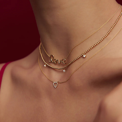 Collier d'amour en argent solide 925 14K plaqué en or Collier d'amour en argent solide 14K Collier d'amour en argent solide 925 Collier d'amour en or pour femmes Cadeau de la Saint-Valentin
