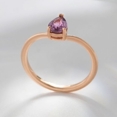 Or rose plaqué 925 Sterling Silver Pear Cut Purple Sapphire courbée anneau empilable