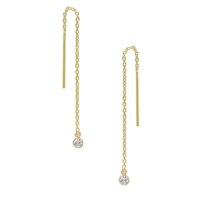 925 Sterling Silver Simply 18K plaqué or Boucle d'oreille à chaîne de la femme