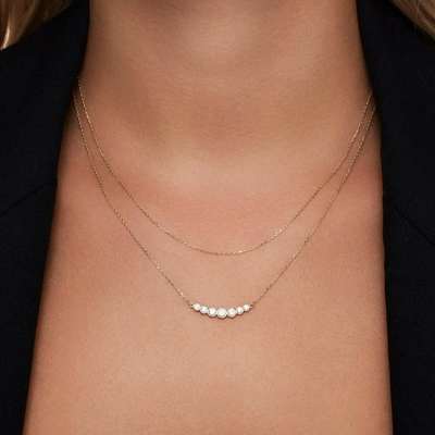 Colliers de tennis en argent sterling 925 minimaliste pour femmes Colliers empilables à plusieurs couches