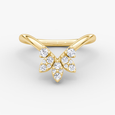 Les nouveaux arrivants conçoivent des anneaux élégants 925 Sterling Silver 18K Gold Petal Crown Band