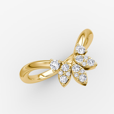 Les nouveaux arrivants conçoivent des anneaux élégants 925 Sterling Silver 18K Gold Petal Crown Band