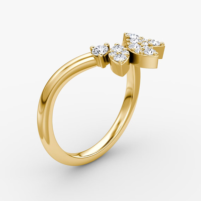 Les nouveaux arrivants conçoivent des anneaux élégants 925 Sterling Silver 18K Gold Petal Crown Band