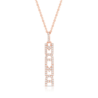 Élégante 925 Sterling Argent 14K Or MAMA Collier flottant Long Collier