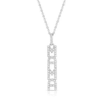 Élégante 925 Sterling Argent 14K Or MAMA Collier flottant Long Collier