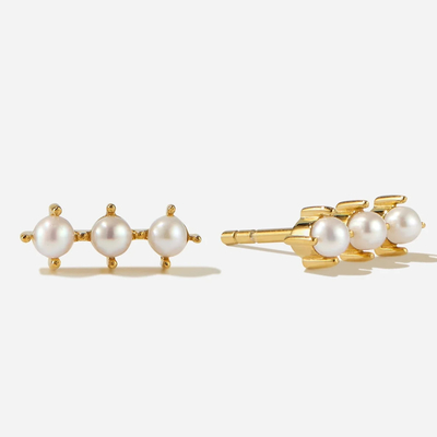 18K or Plating Perle Stud Boucles d'oreilles argent sterling avec logo personnalisé