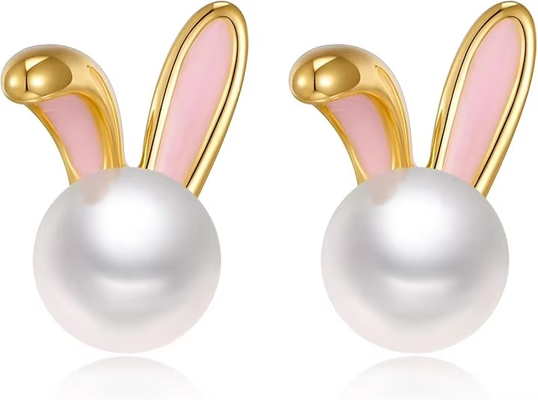 Lapin de Pâques Boucles d'oreilles de perle Dignité Zircon étalons lapin carotte Cute bijoux cadeaux