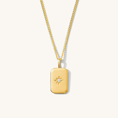 Collier rectangulaire petit étoile 925 argent sterling plaqué or