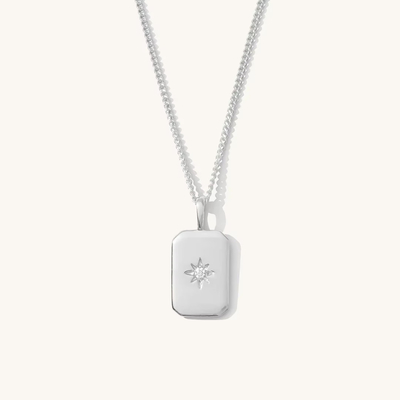 Collier pour enfants en argent sterling 925 plaqué or avec petite étoile rectangulaire