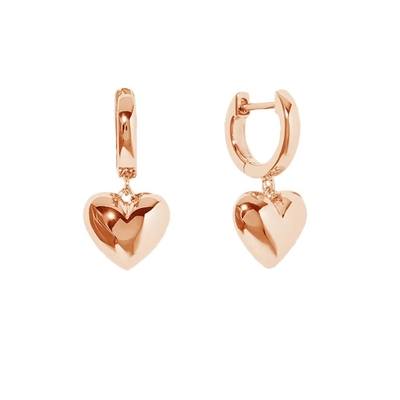 Boucles d'oreilles pendantes en forme de cœur creux en plaqué or 18 carats pour occasion cadeau