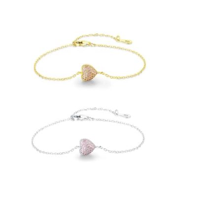 Bracelet de cœur en argent sterling 925 avec zircon pour femmes