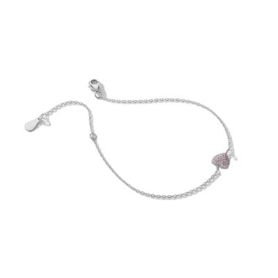 Bracelet de cœur en argent sterling 925 avec zircon pour femmes