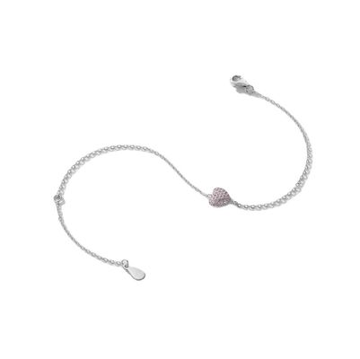Bracelet de cœur en argent sterling 925 avec zircon pour femmes