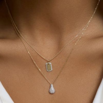 Collier gravé en zircon plaqué au rhodium en or 925 argent sterling