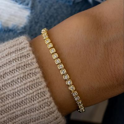 Bracelet de tennis en zirconium de 3 mm 925 argent 14K or plaqué bijoux unisexes