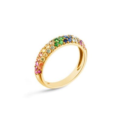 Anneau en or plaqué arc-en-ciel zircon 925 argent sterling