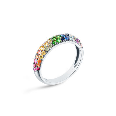 Anneau en or plaqué arc-en-ciel zircon 925 argent sterling