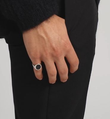 18 carats d'or plaqué Onyx noir 925 argent sterling bague de sceau pour homme