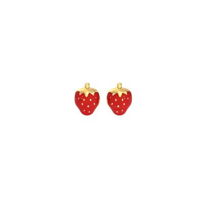 Boucles d'oreilles à tige fraise en argent sterling 925 pour enfants, pureté 92,5 %