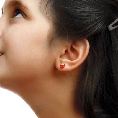 Boucles d'oreilles à tige fraise en argent sterling 925 pour enfants, pureté 92,5 %