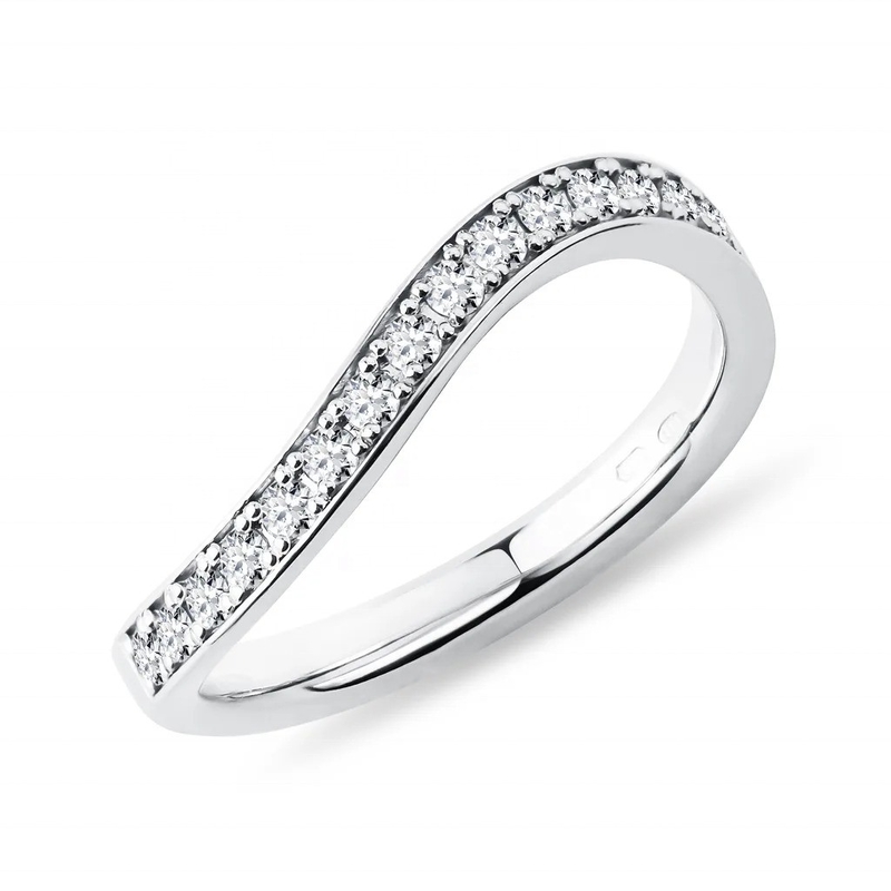 925 Sterling Silver White Gold Diamond CZ Wave Ring pour les dames bijoux de qualité OEM/ODM