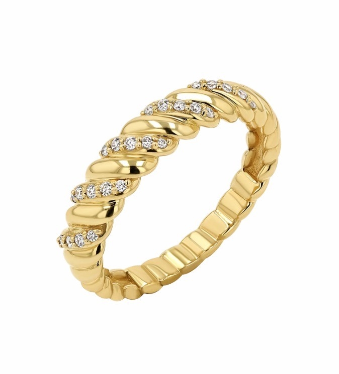 Twist classique 925 argent sterling bague pour femme bijoux plaqués avec de l'or 18K