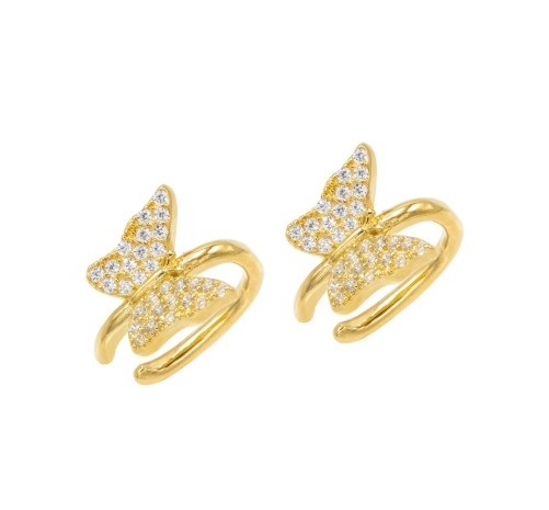 Boucle d'oreille de papillon en or 18K avec Micron Pave Blanc CZ bijoux de mode pour femmes