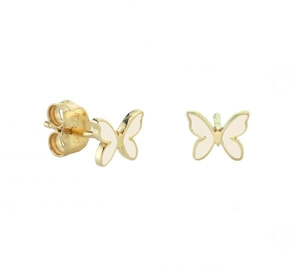 Petites boucles d'oreilles en argent sterling en forme de papillon en émail blanc avec expédition express