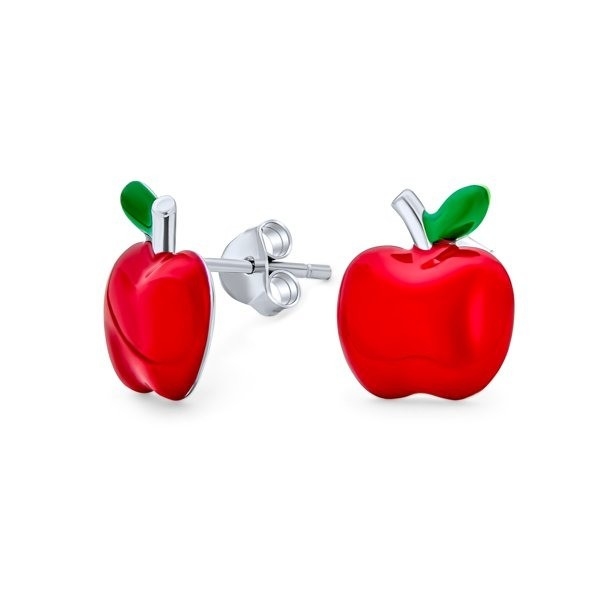 De délicieuses boucles d'oreilles en rouge et vert en émail pour les petites filles en argent sterling 925