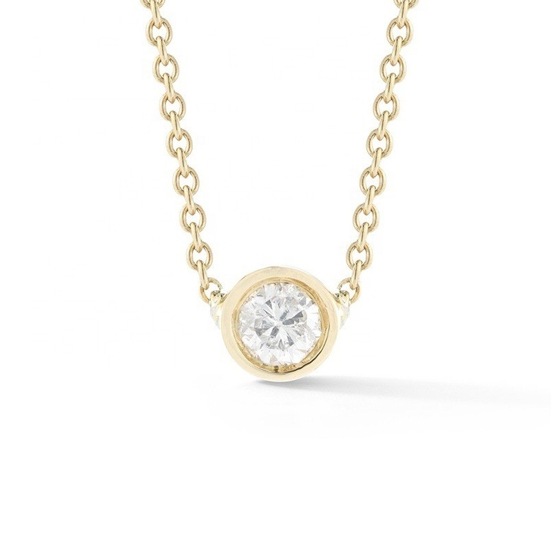 Collier en diamant CZ en 925 Sterling Silver Solitaire en 7 mm/10 mm/15 mm, taille en pierre