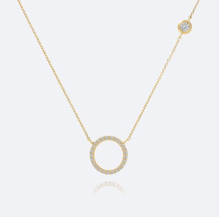 Collier en or plaqué S925 Cercle en argent Collier CZ Collier pour femmes 925 Sterling Silver
