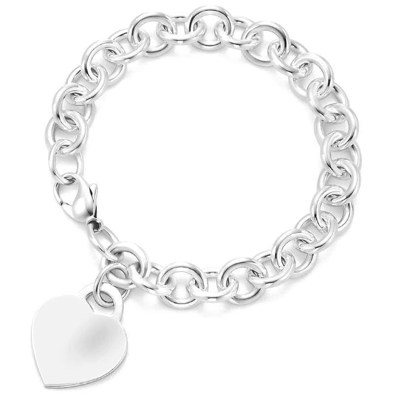 Le charme de cœur en argent 925 pour homme, un bracelet pour un look sophistiqué 15x15mm