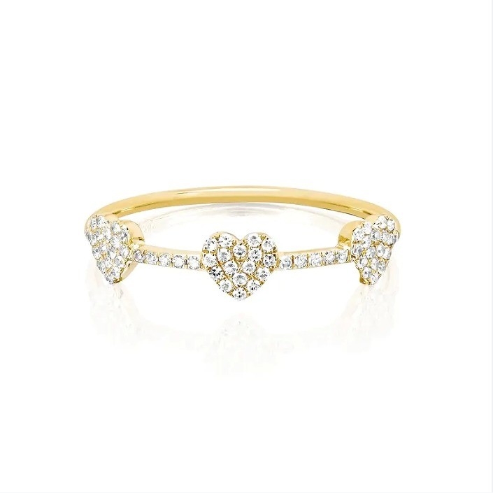 18K or plaqué 925 Sterling Silver 3 Micro Pave Ringe de cœur pour les femmes et élégant
