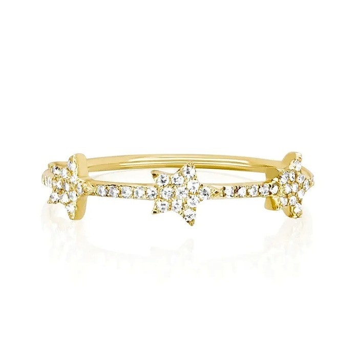 18K plaqué en or Argent CZ Anneaux de déclaration d'étoile pour femmes Micro Pave Setting Certifié