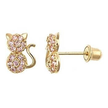 Type de bijoux Boucles d'oreilles YCE6799 Rose CZ Boucles d'oreilles de chat pour petites filles