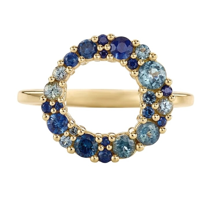 Boule d'or 18 carats, saphir couleur, zircon 925 argent sterling, bague pour femme