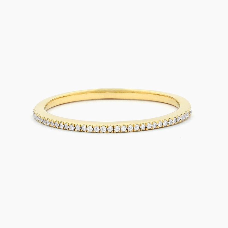 Article chaud 18K or plaqué demi-éternité empilable 925 argent sterling bague de musique féminine