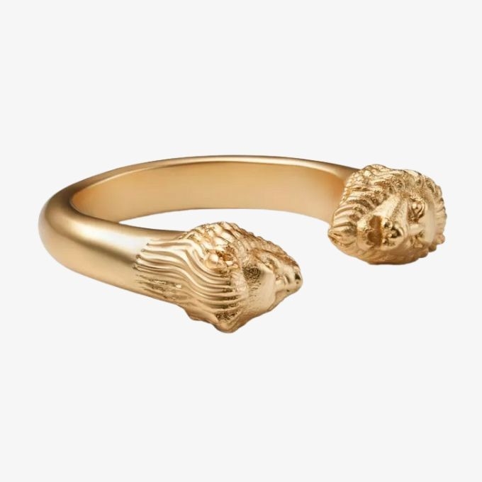 Anneau à tête de lion pour homme réglable 18K Or Taille 5 - Taille 10 Anneau de lion en laiton