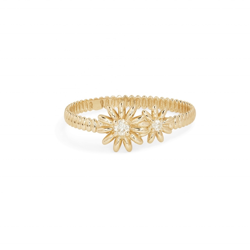 Mode or plaqué 925 Sterling Silver Daisy CZ anneau accessoire d'élégance féminine