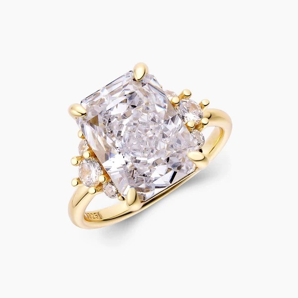 18K or plaqué pierre principale CZ Vintage mariage 925 Sterling Silver Ring pour les filles