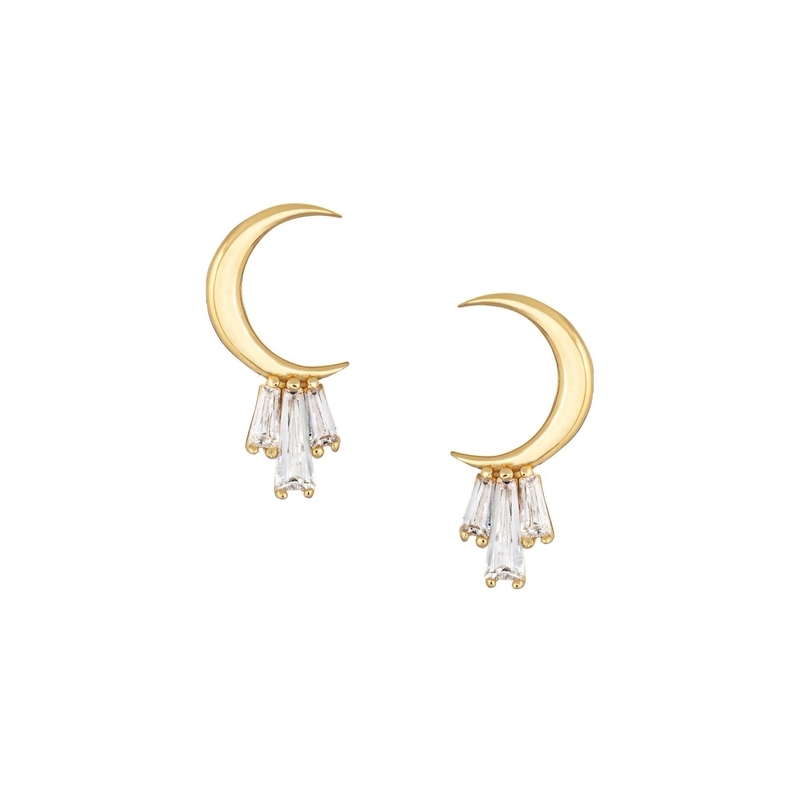 18K plaqué en or 925 Sterling Silver Baguette Boucles d'oreilles pour femmes AAA CZ pierre
