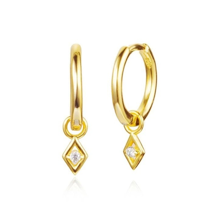 Couleur de pierre à la mode 18k or pur plaqué Boucle d'oreille en argent sterling 925