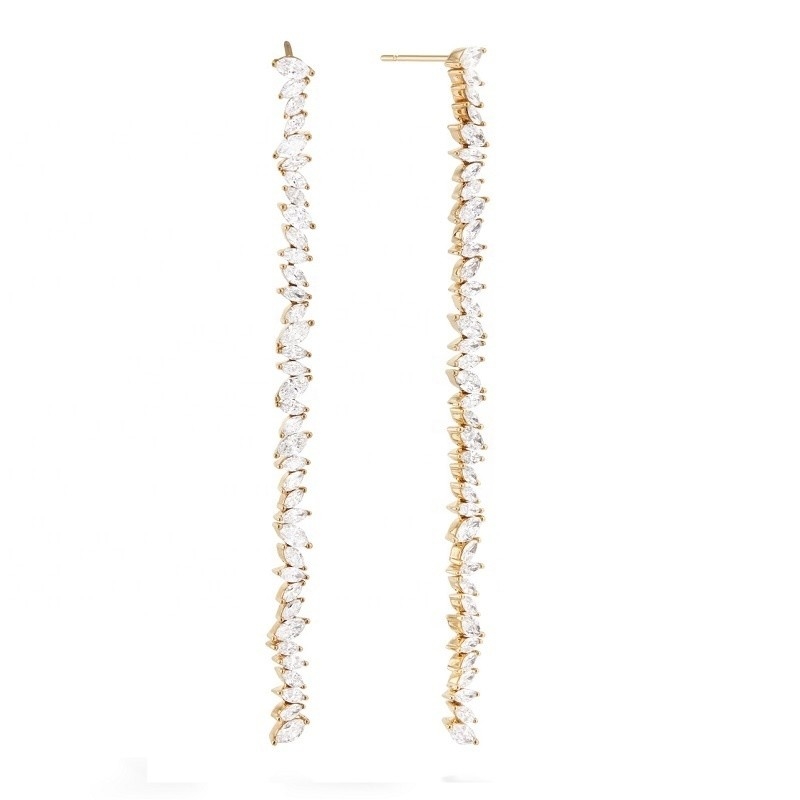 bijoux personnalisés autres boucles d'oreilles de type long argenté boucles d'oreilles avec marquis CZ Stone