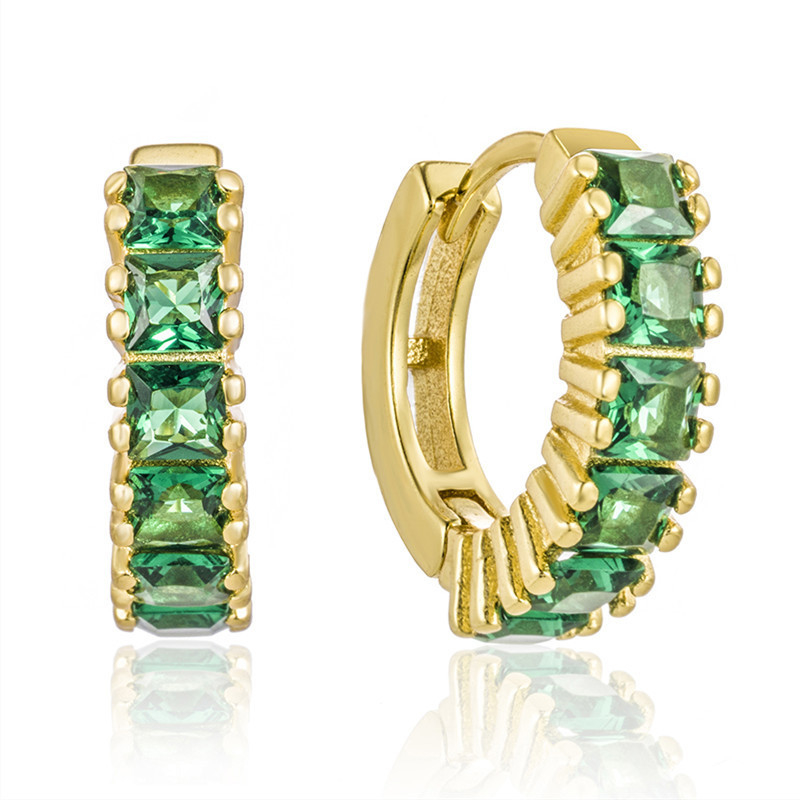 Boucles d'oreilles 925 argent sterling princesse vert CZ diamant pour le look contemporain des femmes