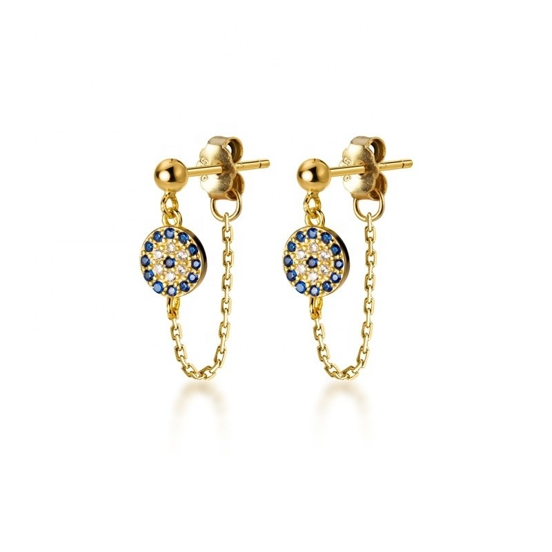 925 Sterling Silver CZ Diamant Or Plated Eye Stud Boucles d'oreilles pour femmes