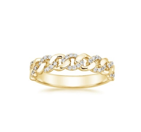 Micron Pave CZ 18K plaqué en or Chaîne d'empilement Lien de chaîne 925 Sterling Silver Bague pour femmes